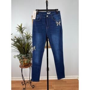 Olly Z Jeans Women's Size 9 Blue Denim Embellished Feminine Chic Whimsical